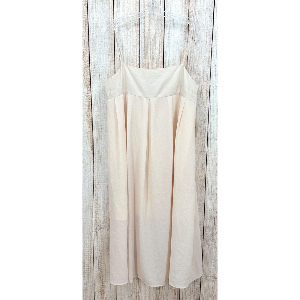 Böhme Genevieve‎ Ivory Midi Dress XL NWT Empire Waist Pleated Spaghetti Strap
